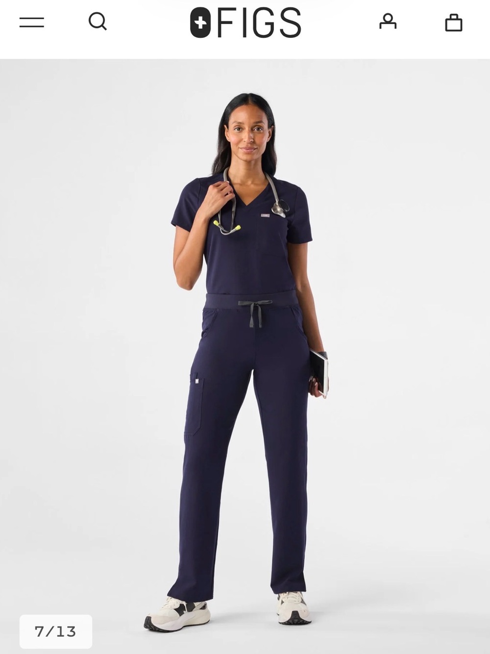 FIGS Navy Scrub Set Flair- Leg Scrub Pants — Drawstring Waist